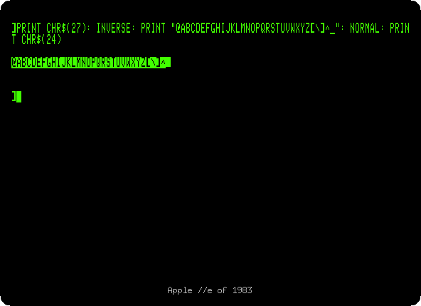 Inverse capitals on the //e of 1983