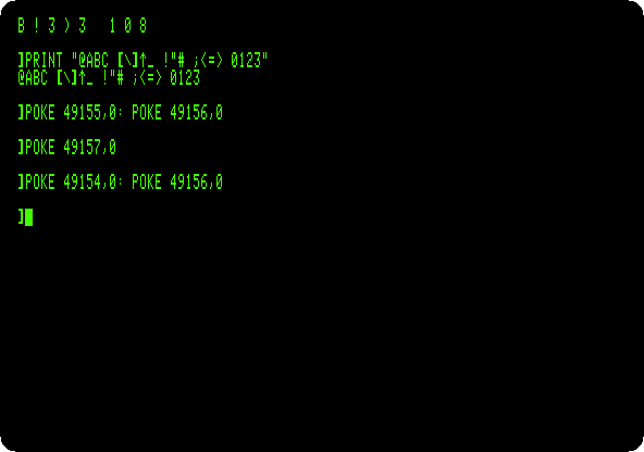 The characters of the Apple ][