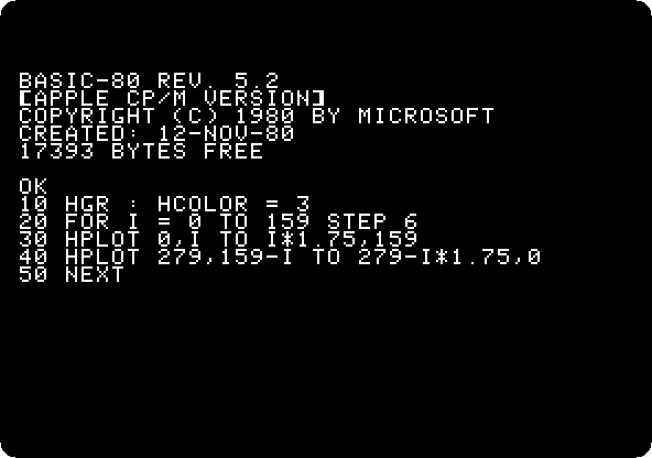 Lines drawn from GBASIC