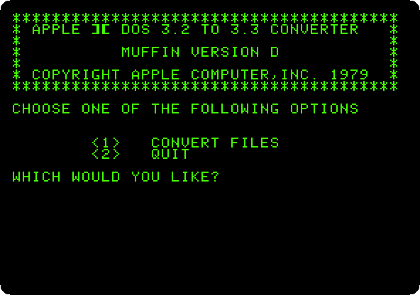 MUFFIN, the converter of DOS 3.2 to 3.3