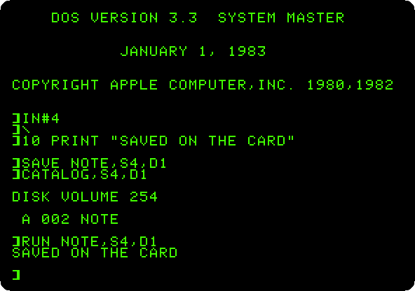 The card from DOS 3.3