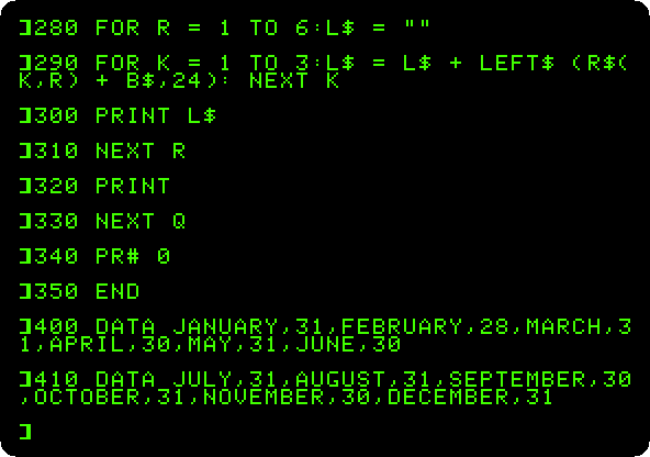 The program typed