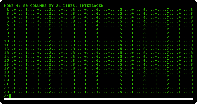 80 by 24, interlaced